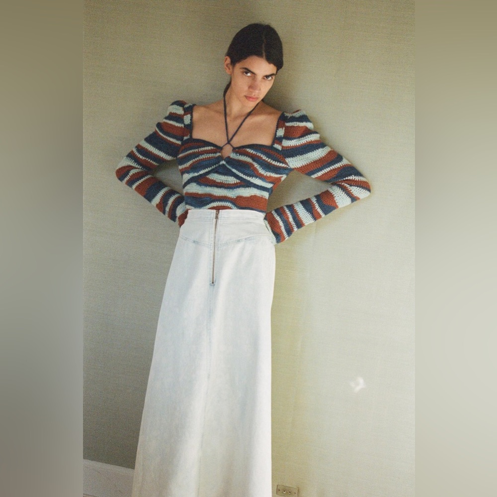 NWT $525 Sea New York Wavey Crochet Wool Sweater